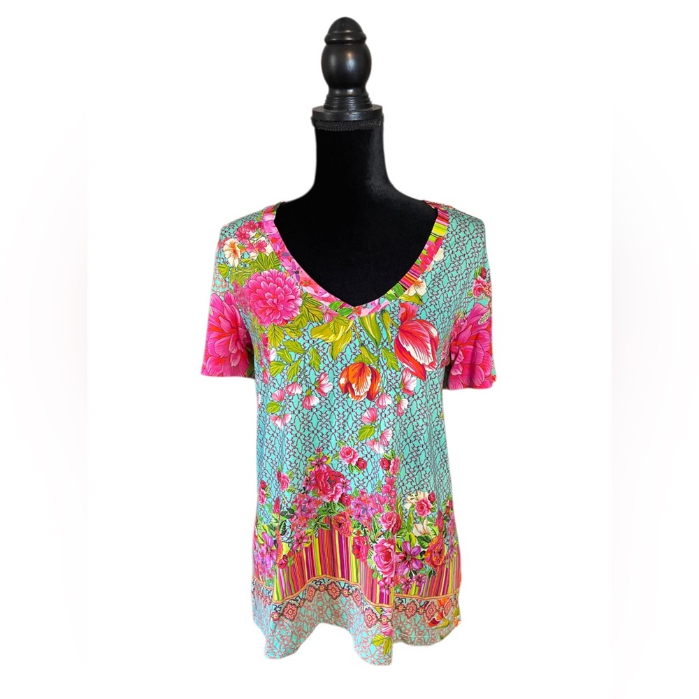 Johnny Was Boutique Los Angeles Floral Blouse Size Medium